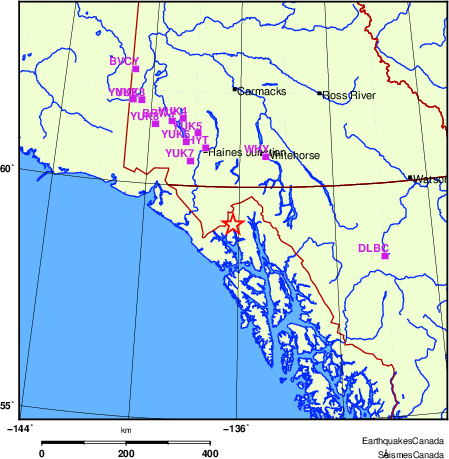 carte des localisations des stations sismologiques locales