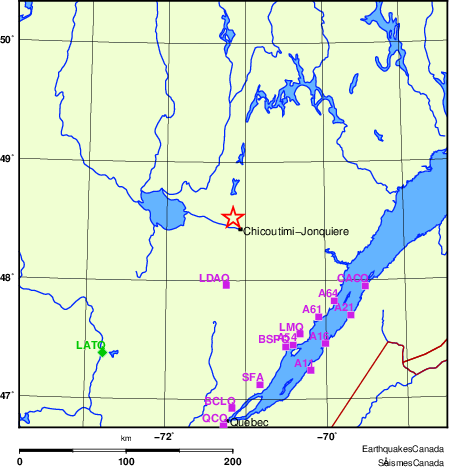 carte des localisations des stations sismologiques locales