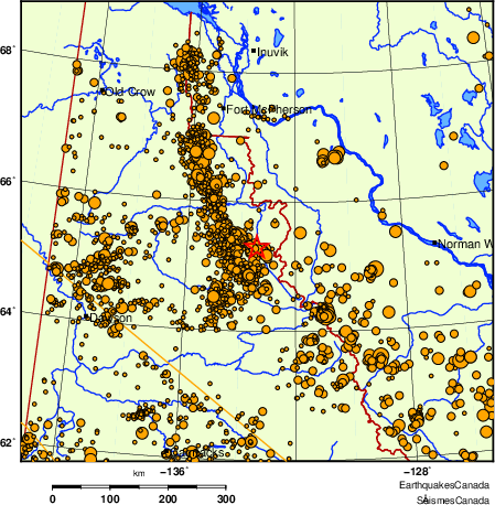 carte des des séismes de magnitude 2,0 et plus depuis 2000