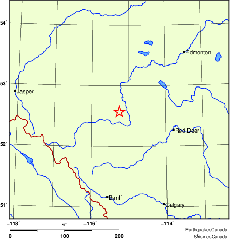 Map of historical earthquakes magnitude 5.0 and larger.  Details in the data table below