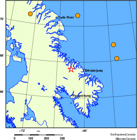 Map of historical earthquakes magnitude 5.0 and larger.  Details in the data table below