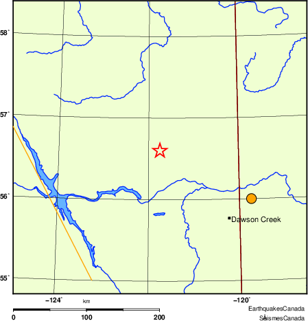 Map of historical earthquakes magnitude 5.0 and larger.  Details in the data table below