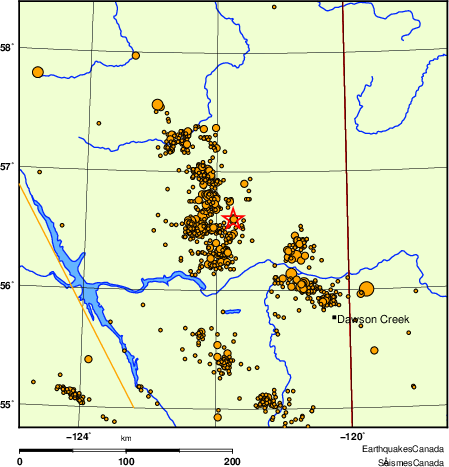 carte des des séismes de magnitude 2,0 et plus depuis 2000