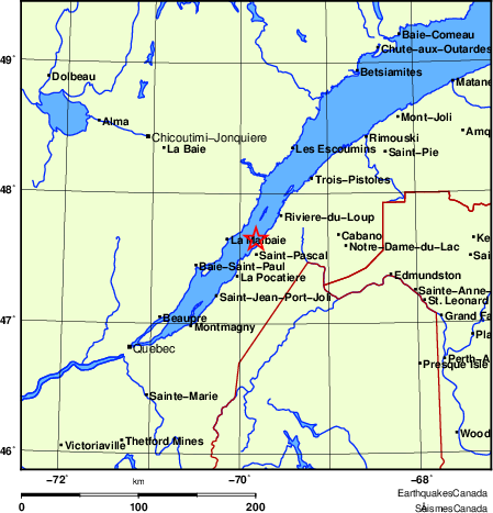 carte des endroits près de l'épicentre