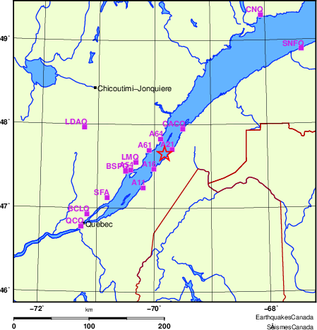 carte des localisations des stations sismologiques locales