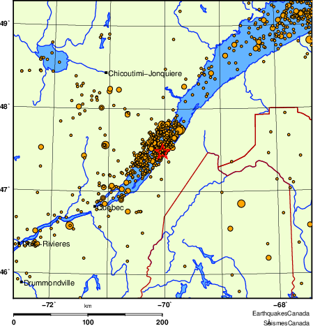 Map of earthquakes magnitude 2.0 and larger, 2000 - present