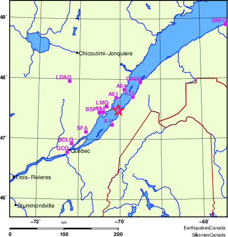 carte des localisations des stations sismologiques locales