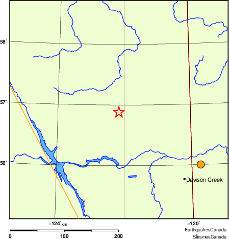 Map of historical earthquakes magnitude 5.0 and larger.  Details in the data table below