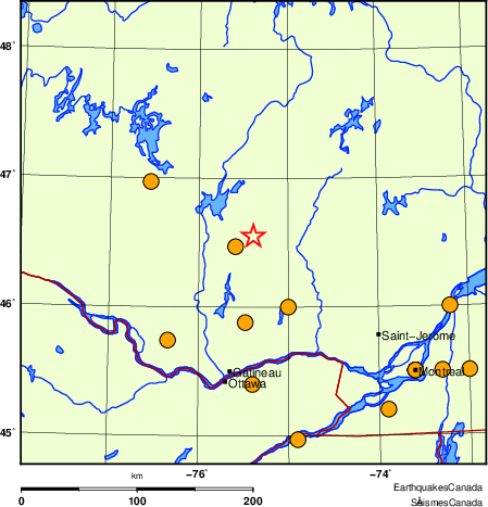 carte des séismes historiques de magnitude 5,0 et plus.  Détails dans le tableau de données ci-dessous