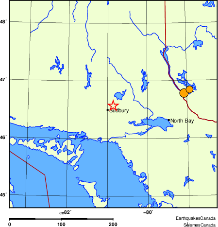 Map of historical earthquakes magnitude 5.0 and larger.  Details in the data table below