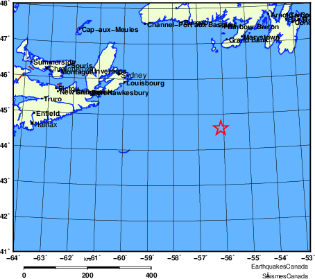 carte des endroits près de l'épicentre