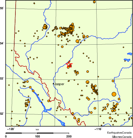 Map of earthquakes magnitude 2.0 and larger, 2000 - present