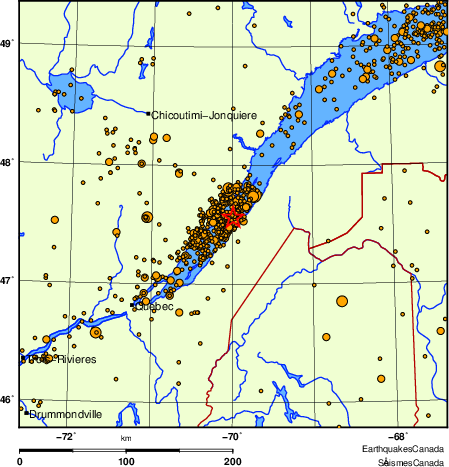 Map of earthquakes magnitude 2.0 and larger, 2000 - present