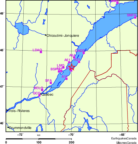 carte des localisations des stations sismologiques locales