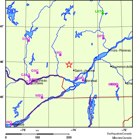 carte des localisations des stations sismologiques locales