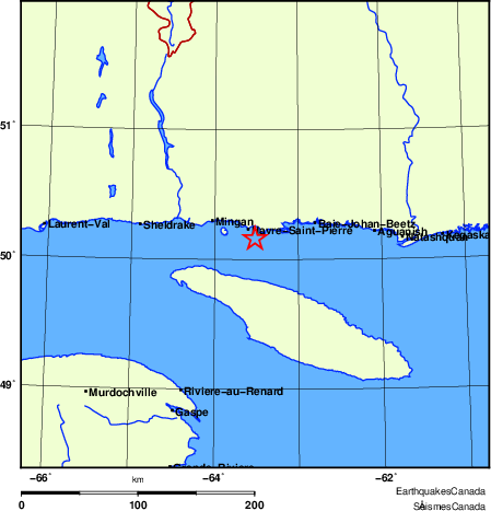 Map of historical earthquakes magnitude 5.0 and larger.  Details in the data table below