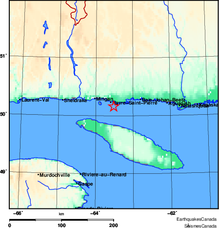 carte des environs du séisme