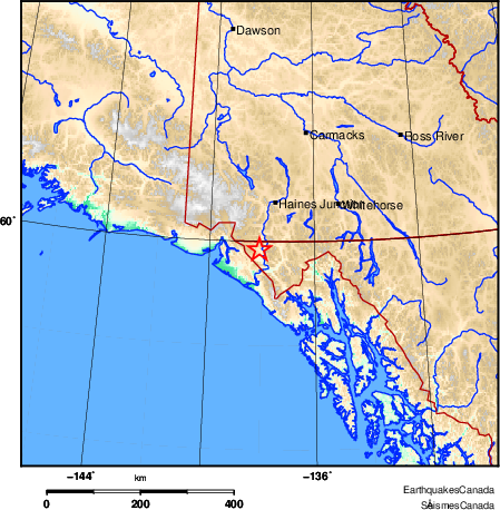 carte des environs du séisme