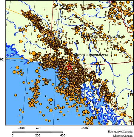 Map of earthquakes magnitude 2.0 and larger, 2000 - present