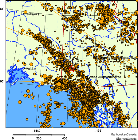 Map of earthquakes magnitude 2.0 and larger, 2000 - present