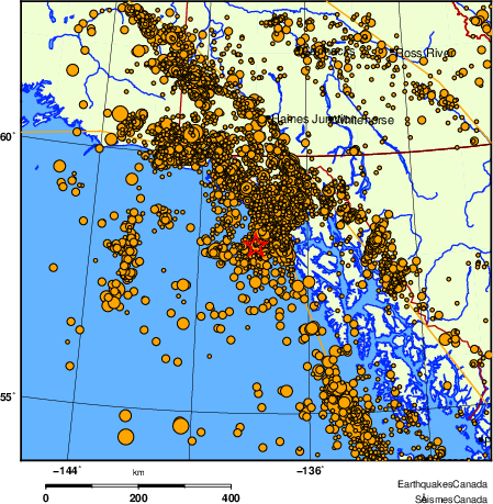 Map of earthquakes magnitude 2.0 and larger, 2000 - present