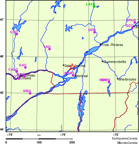 Map of Regional Seismographs