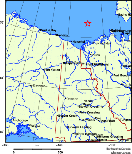 carte des endroits près de l'épicentre