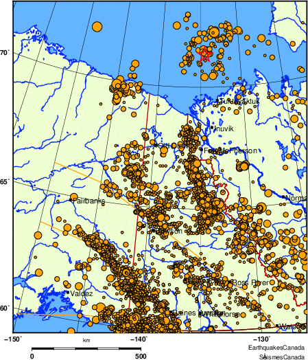 Map of earthquakes magnitude 2.0 and larger, 2000 - present