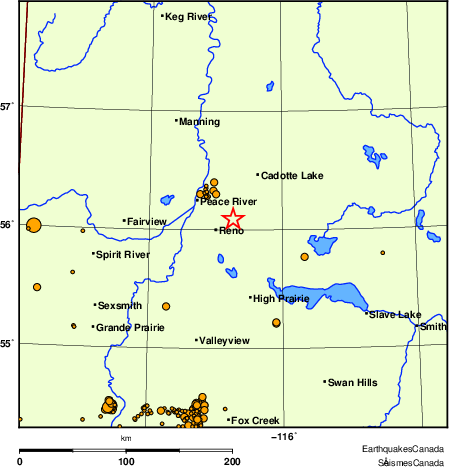 carte des des séismes de magnitude 2,0 et plus depuis 2000