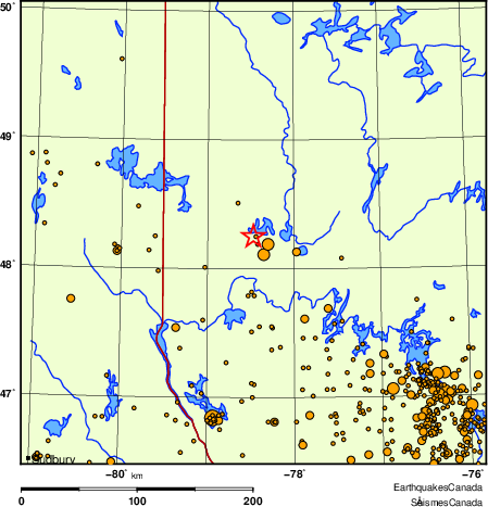 carte des des séismes de magnitude 2,0 et plus depuis 2000