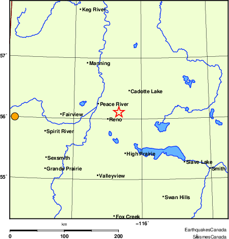 Map of historical earthquakes magnitude 5.0 and larger.  Details in the data table below