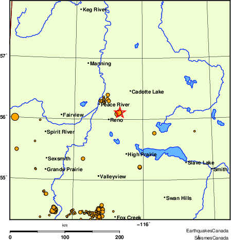 carte des des séismes de magnitude 2,0 et plus depuis 2000