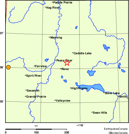 Map of historical earthquakes magnitude 5.0 and larger.  Details in the data table below