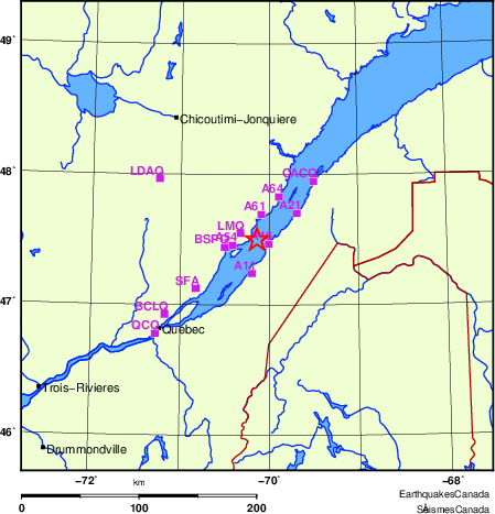 carte des localisations des stations sismologiques locales