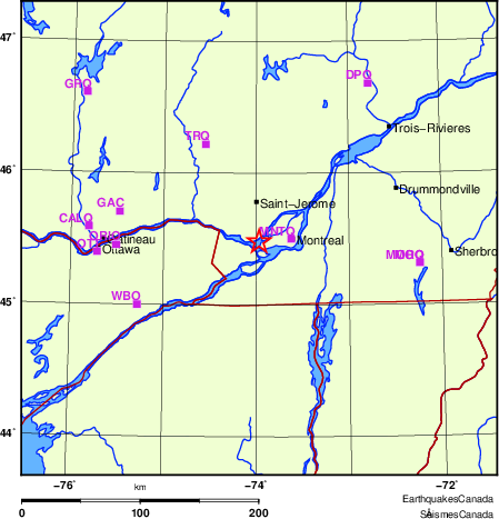 carte des localisations des stations sismologiques locales