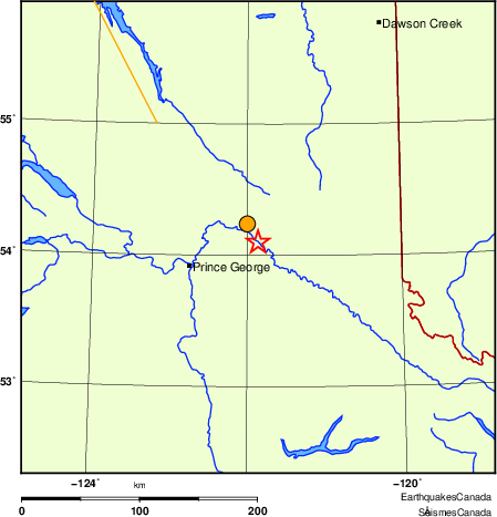 Map of historical earthquakes magnitude 5.0 and larger.  Details in the data table below