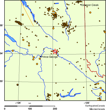 carte des des séismes de magnitude 2,0 et plus depuis 2000