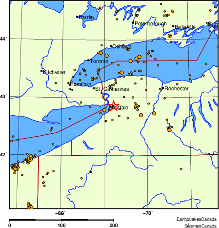 carte des des séismes de magnitude 2,0 et plus depuis 2000