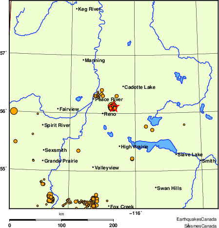 carte des des séismes de magnitude 2,0 et plus depuis 2000