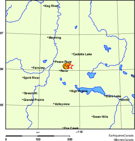 Map of historical earthquakes magnitude 5.0 and larger.  Details in the data table below