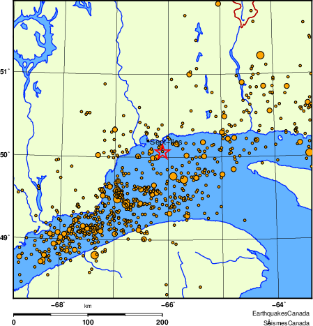 carte des des séismes de magnitude 2,0 et plus depuis 2000