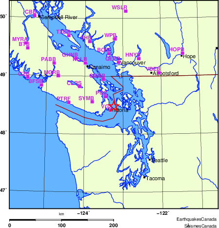 Map of Regional Seismographs