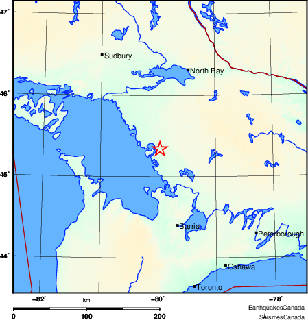 carte des environs du séisme