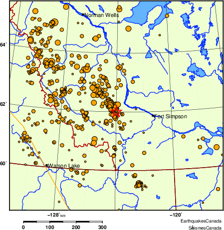 carte des des séismes de magnitude 2,0 et plus depuis 2000