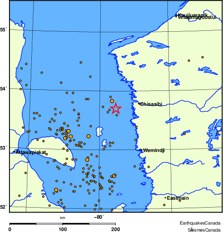 carte des des séismes de magnitude 2,0 et plus depuis 2000