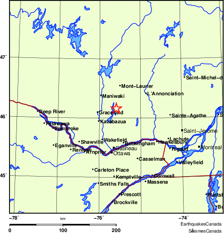 carte des endroits près de l'épicentre