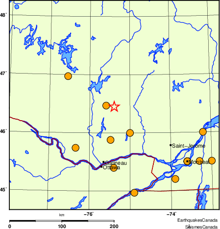 carte des séismes historiques de magnitude 5,0 et plus.  Détails dans le tableau de données ci-dessous