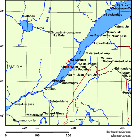 carte des endroits près de l'épicentre