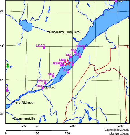 Map of Regional Seismographs