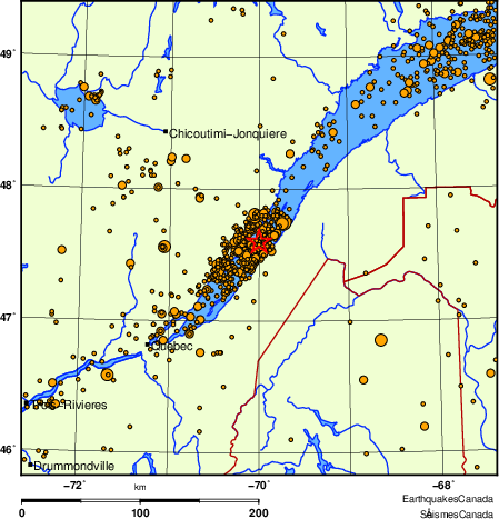 Map of earthquakes magnitude 2.0 and larger, 2000 - present